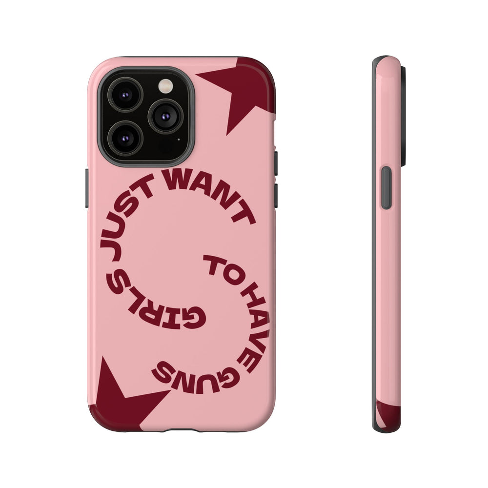 Pink & Burgundy Stars 'Girls Just Want To Have Guns' Case