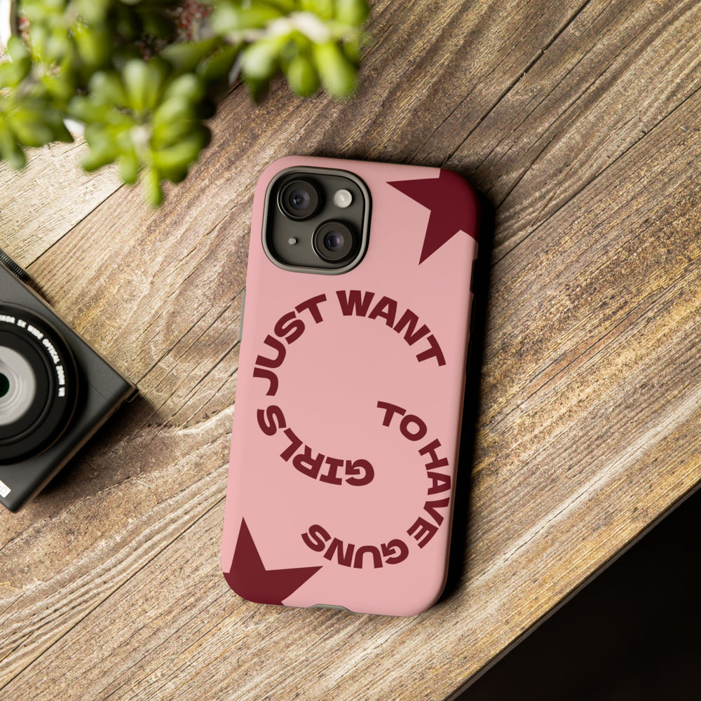 Pink & Burgundy Stars 'Girls Just Want To Have Guns' Case