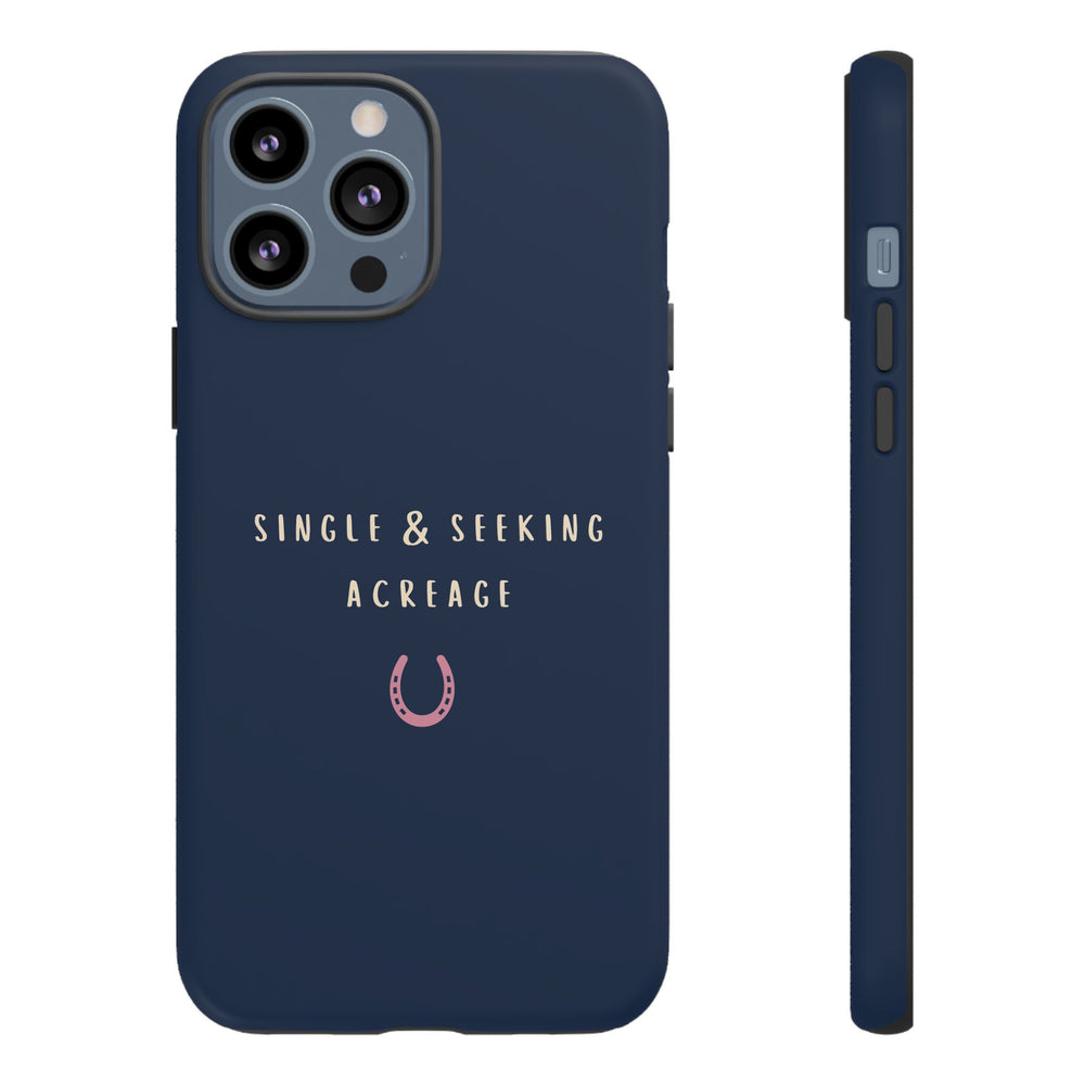 Navy & Pink 'Single & Seeking Acreage' Case