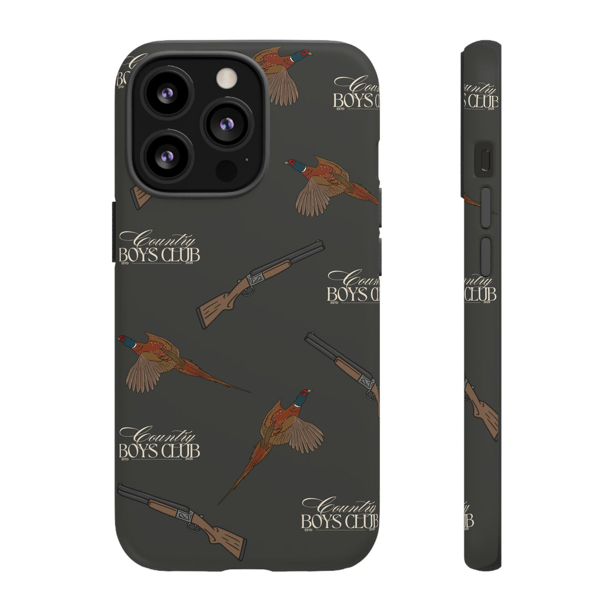 Charcoal 'Boys Pheasants & Shotguns' Case  | CBC x Country Cases