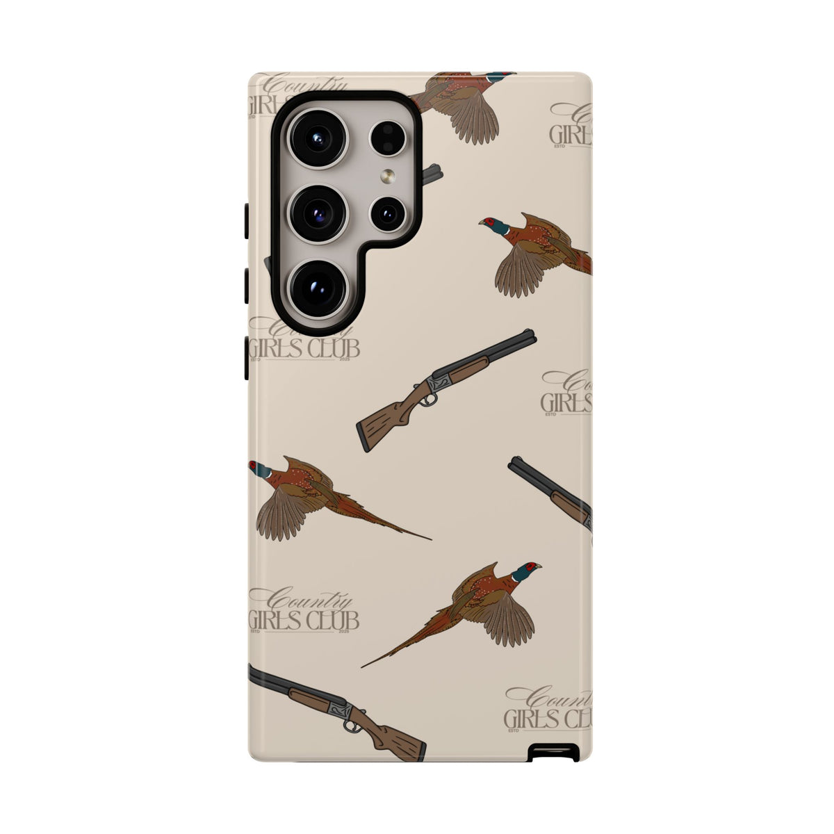 Beige 'Girls Pheasants & Shotguns' Case  | CGC x Country Cases