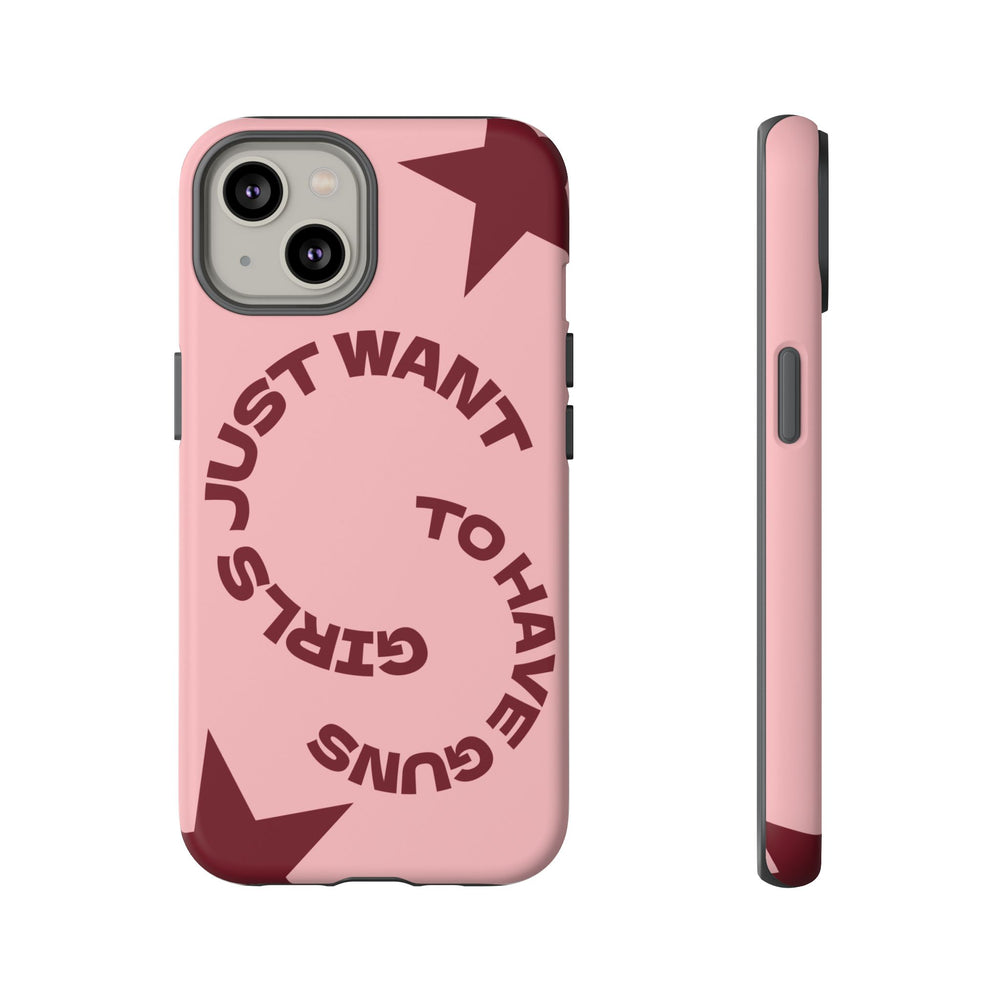Pink & Burgundy Stars 'Girls Just Want To Have Guns' Case