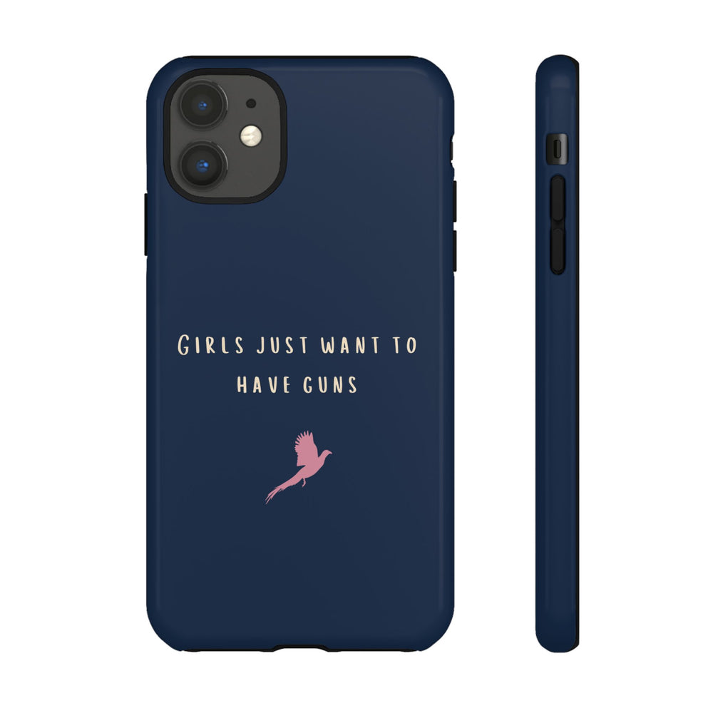 Navy & Pink 'Girls Just Want To Have Guns' Case (Pheasant)