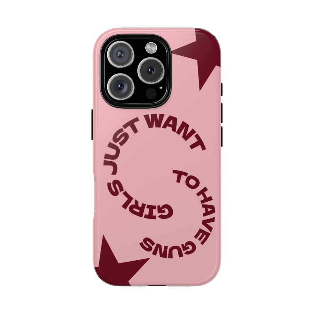 Pink & Burgundy Stars 'Girls Just Want To Have Guns' Case