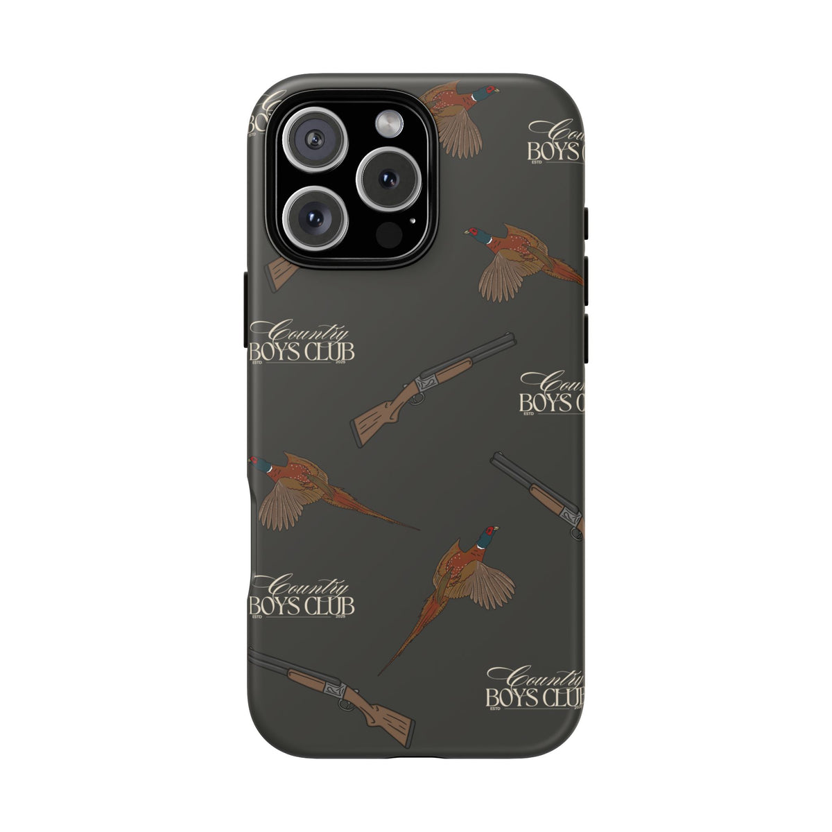 Charcoal 'Boys Pheasants & Shotguns' Case  | CBC x Country Cases