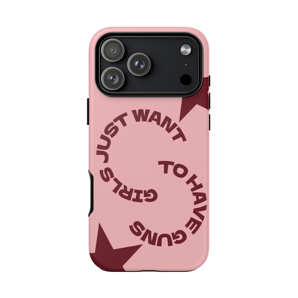 Pink & Burgundy Stars 'Girls Just Want To Have Guns' Case
