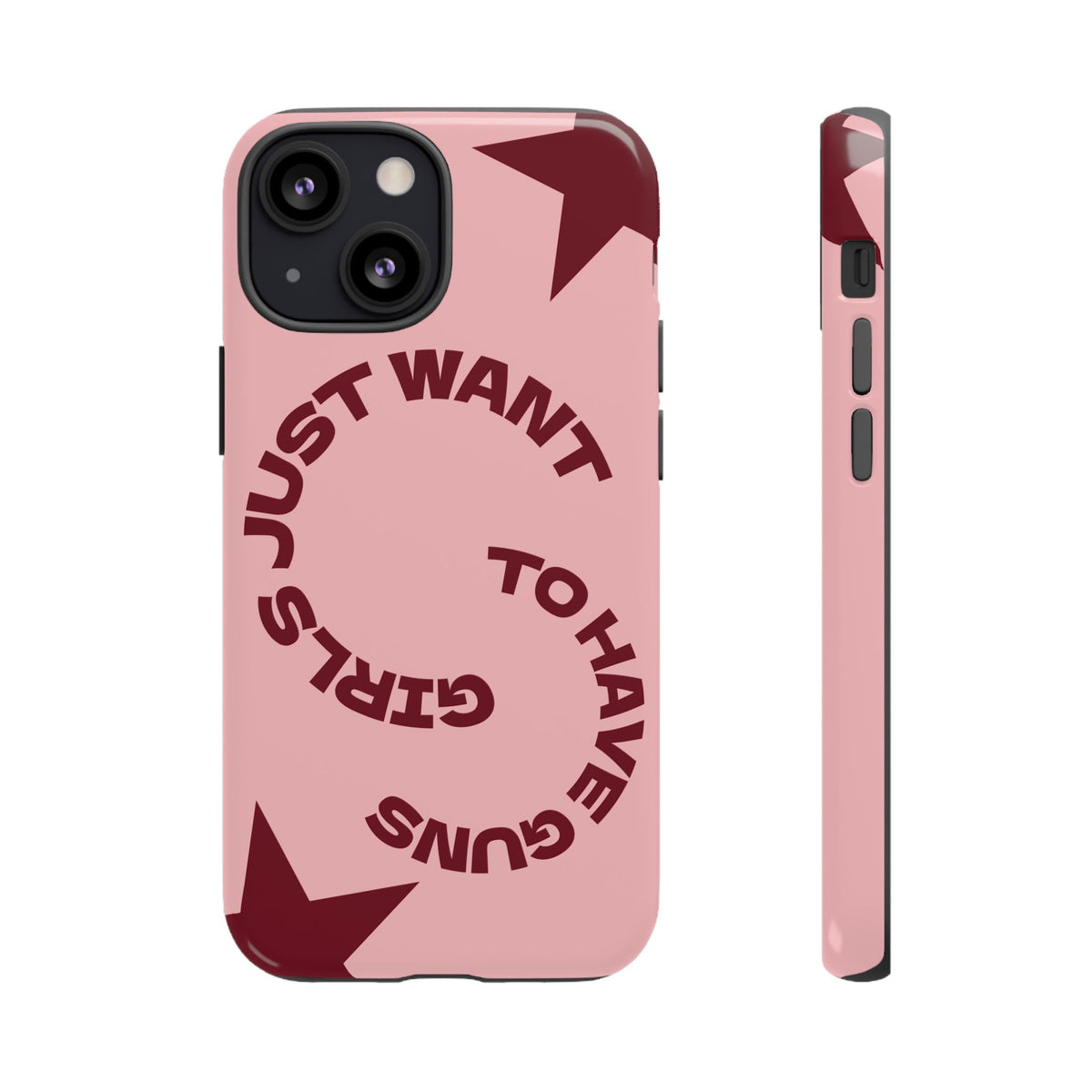 Pink & Burgundy Stars 'Girls Just Want To Have Guns' Case