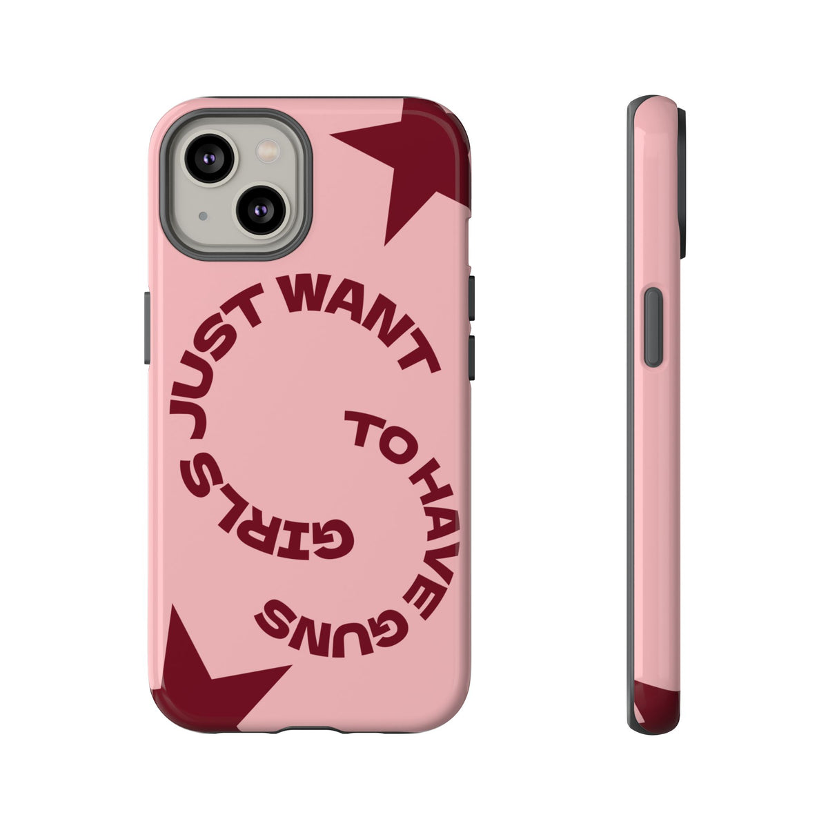 Pink & Burgundy Stars 'Girls Just Want To Have Guns' Case