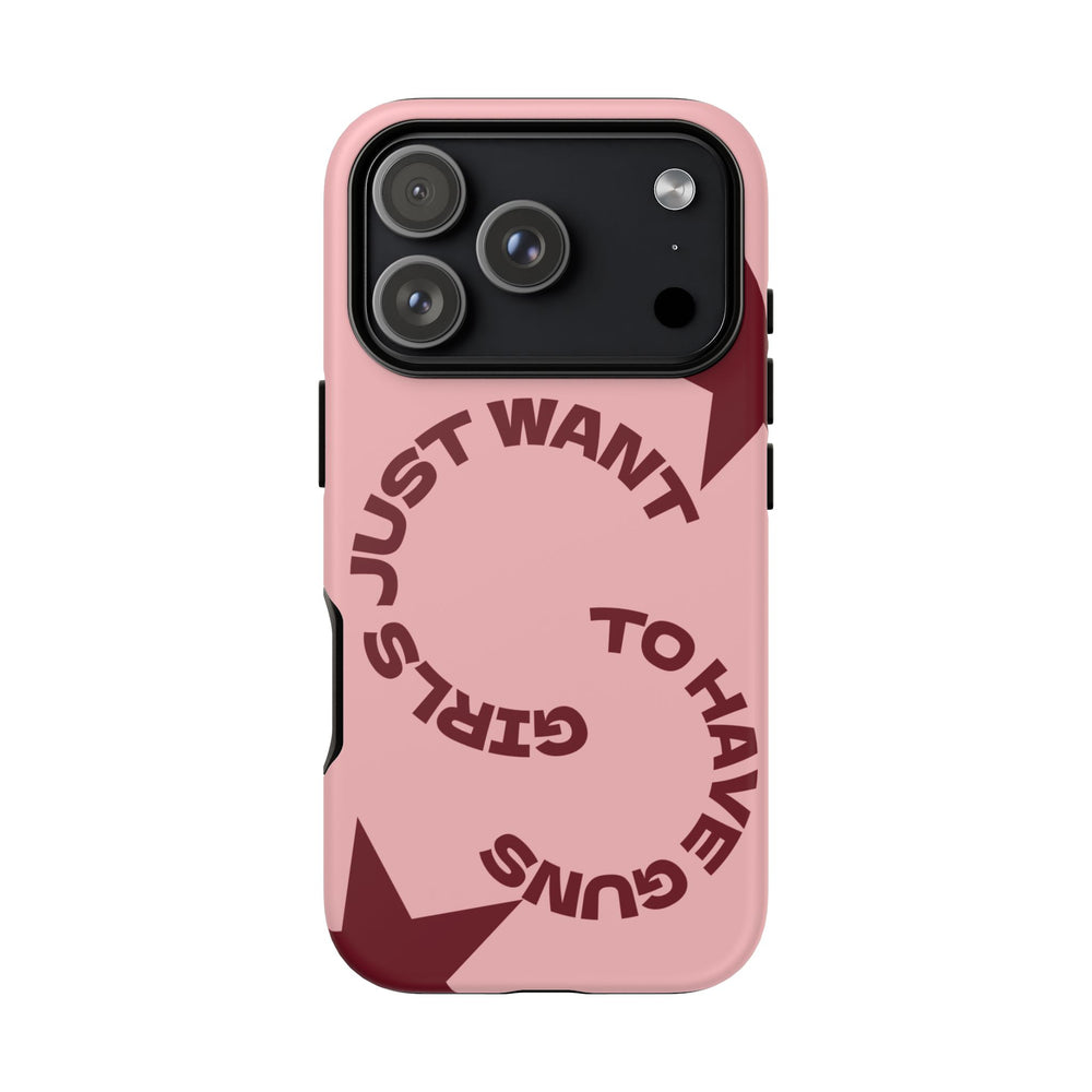 Pink & Burgundy Stars 'Girls Just Want To Have Guns' Case