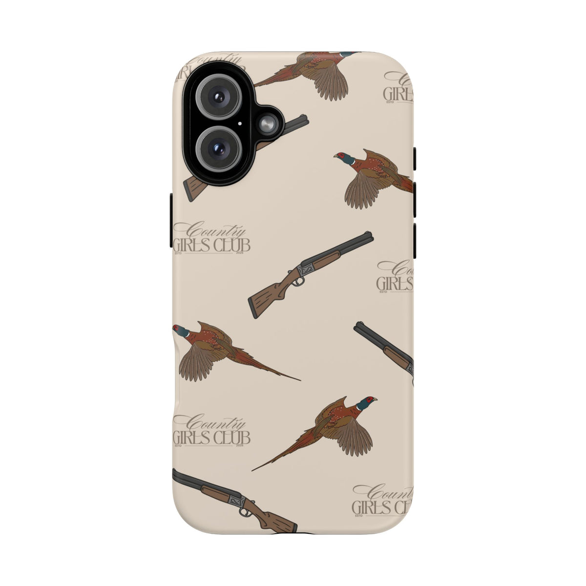 Beige 'Girls Pheasants & Shotguns' Case  | CGC x Country Cases