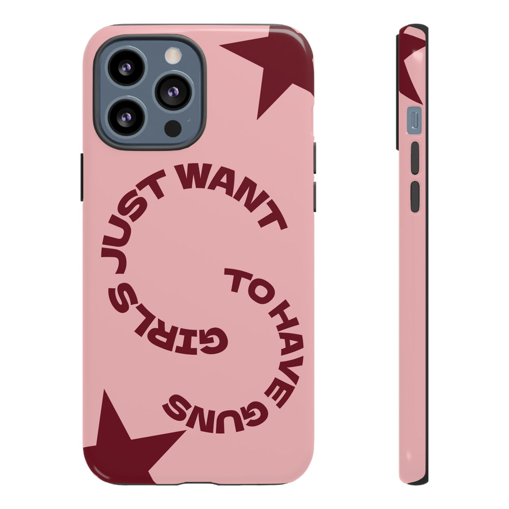Pink & Burgundy Stars 'Girls Just Want To Have Guns' Case