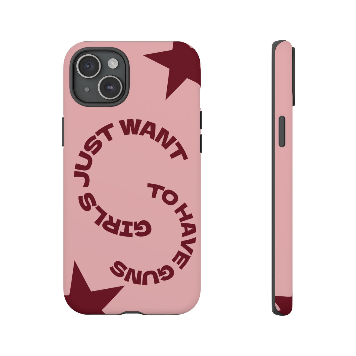 Pink & Burgundy Stars 'Girls Just Want To Have Guns' Case