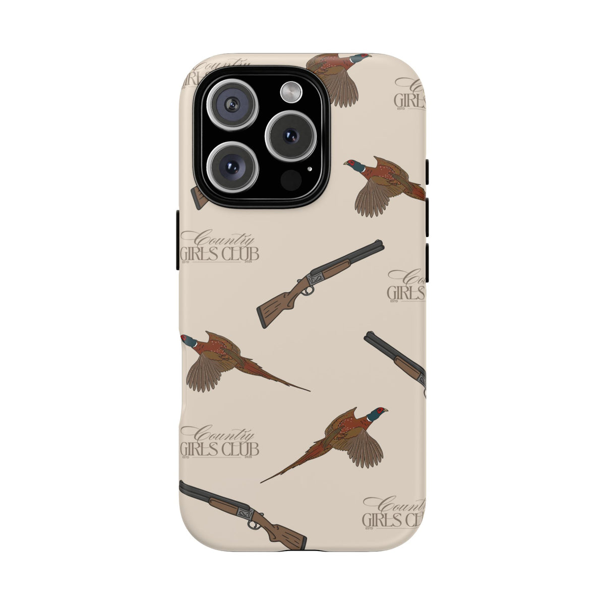 Beige 'Girls Pheasants & Shotguns' Case  | CGC x Country Cases