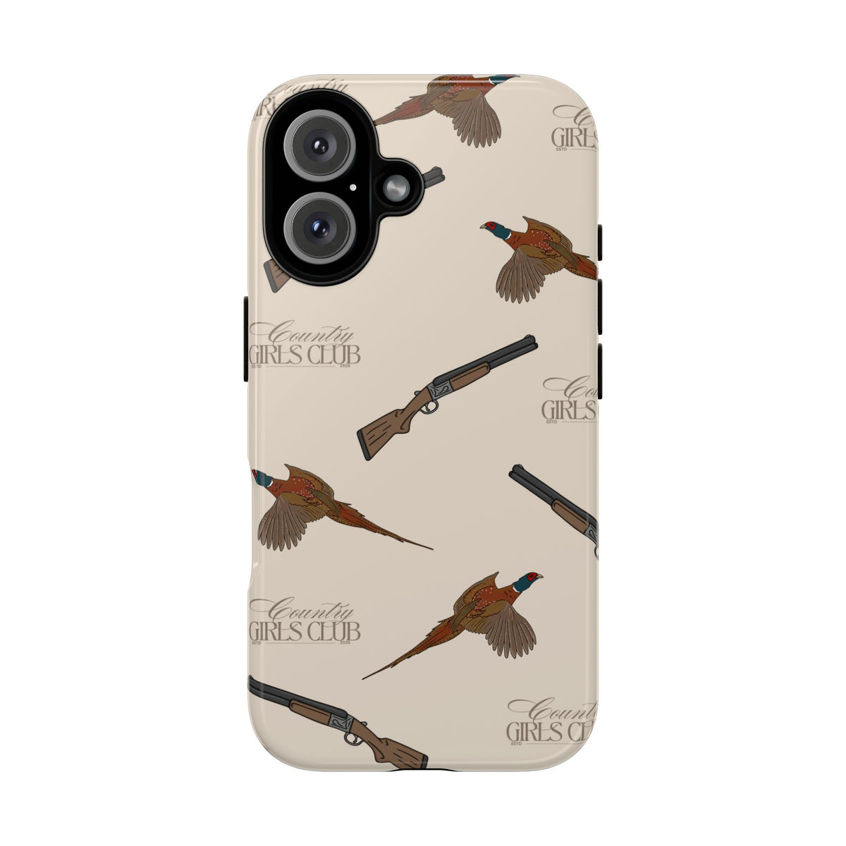Beige 'Girls Pheasants & Shotguns' Case  | CGC x Country Cases