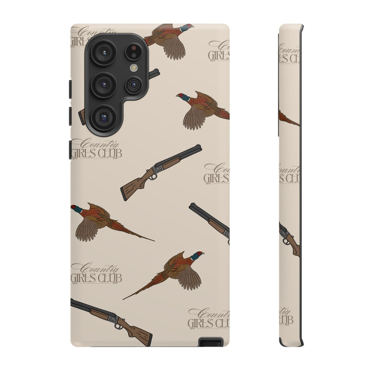 Beige 'Girls Pheasants & Shotguns' Case  | CGC x Country Cases