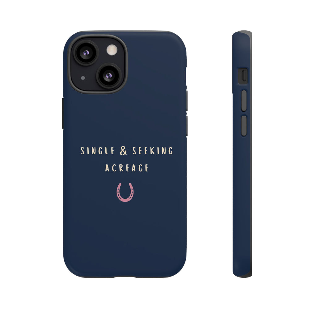 Navy & Pink 'Single & Seeking Acreage' Case