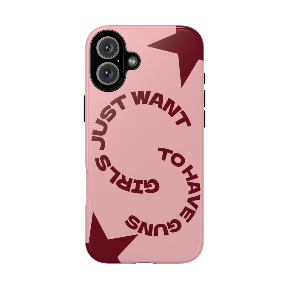 Pink & Burgundy Stars 'Girls Just Want To Have Guns' Case