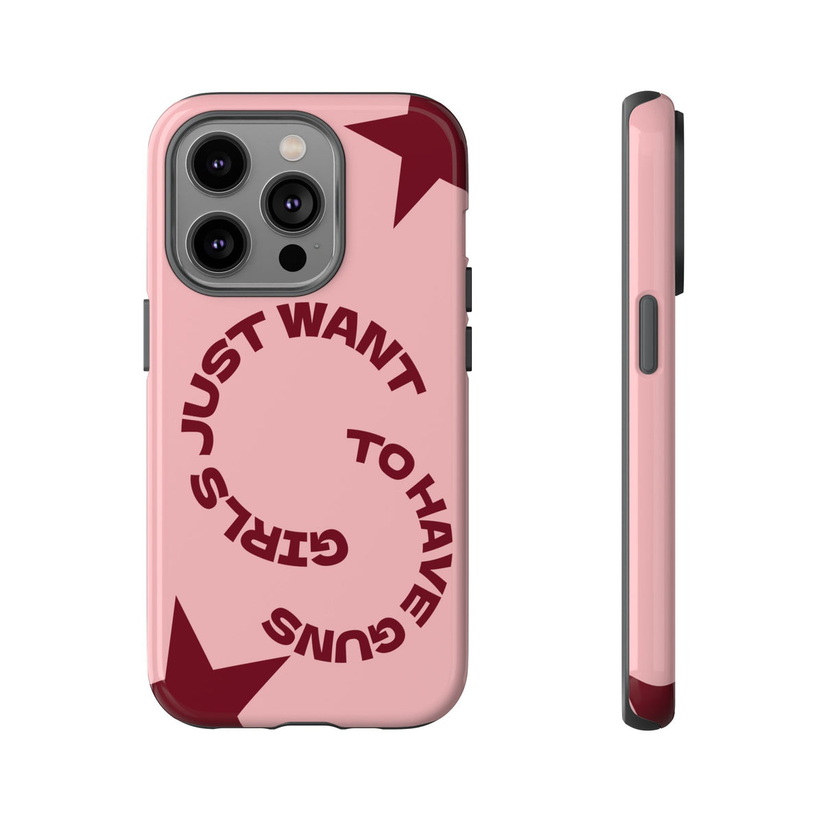 Pink & Burgundy Stars 'Girls Just Want To Have Guns' Case