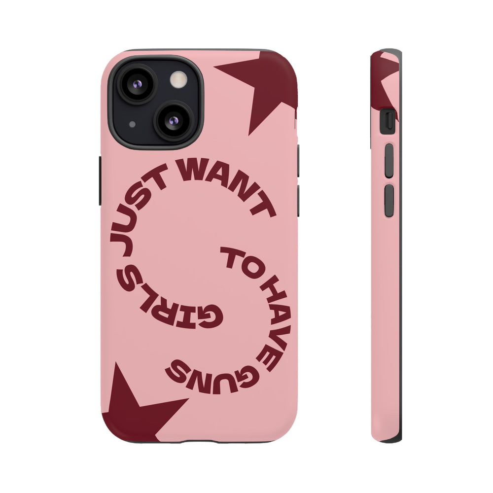 Pink & Burgundy Stars 'Girls Just Want To Have Guns' Case