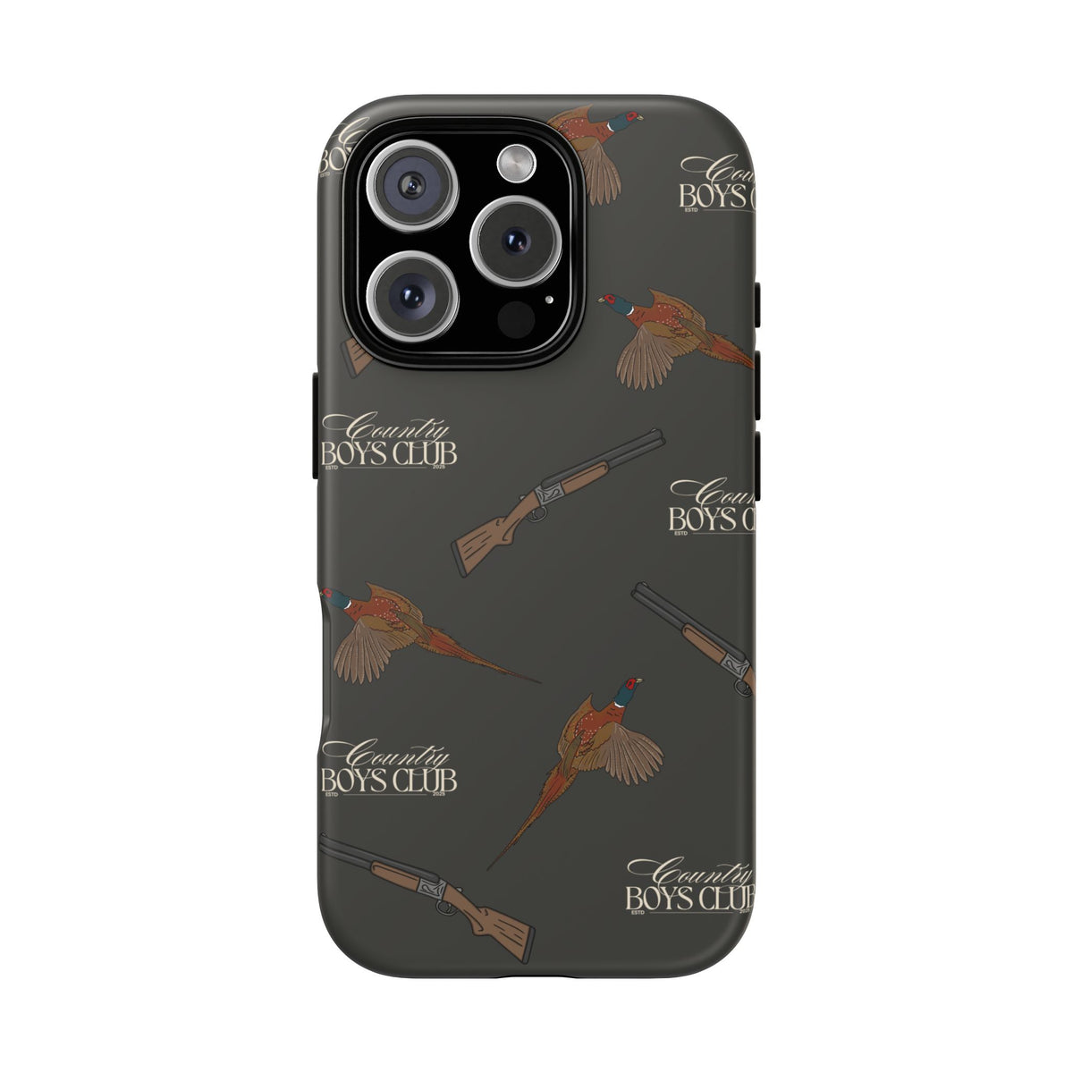 Charcoal 'Boys Pheasants & Shotguns' Case  | CBC x Country Cases
