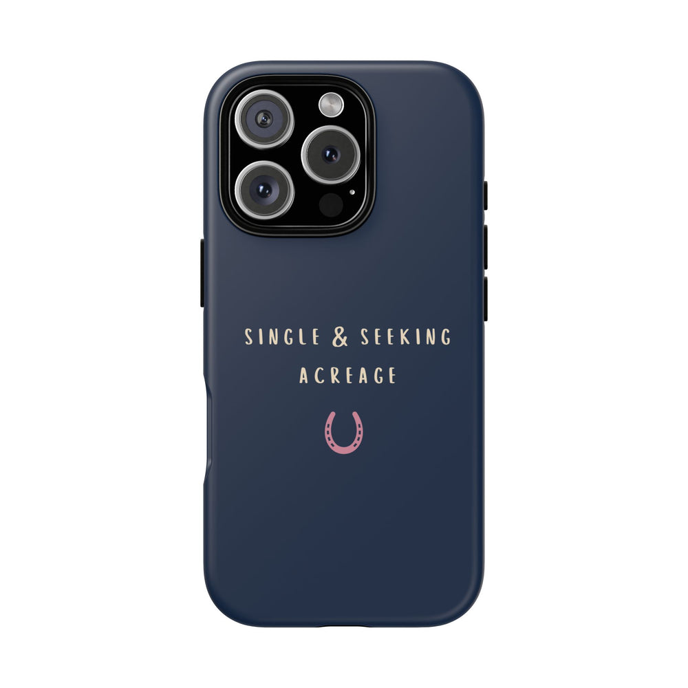 Navy & Pink 'Single & Seeking Acreage' Case