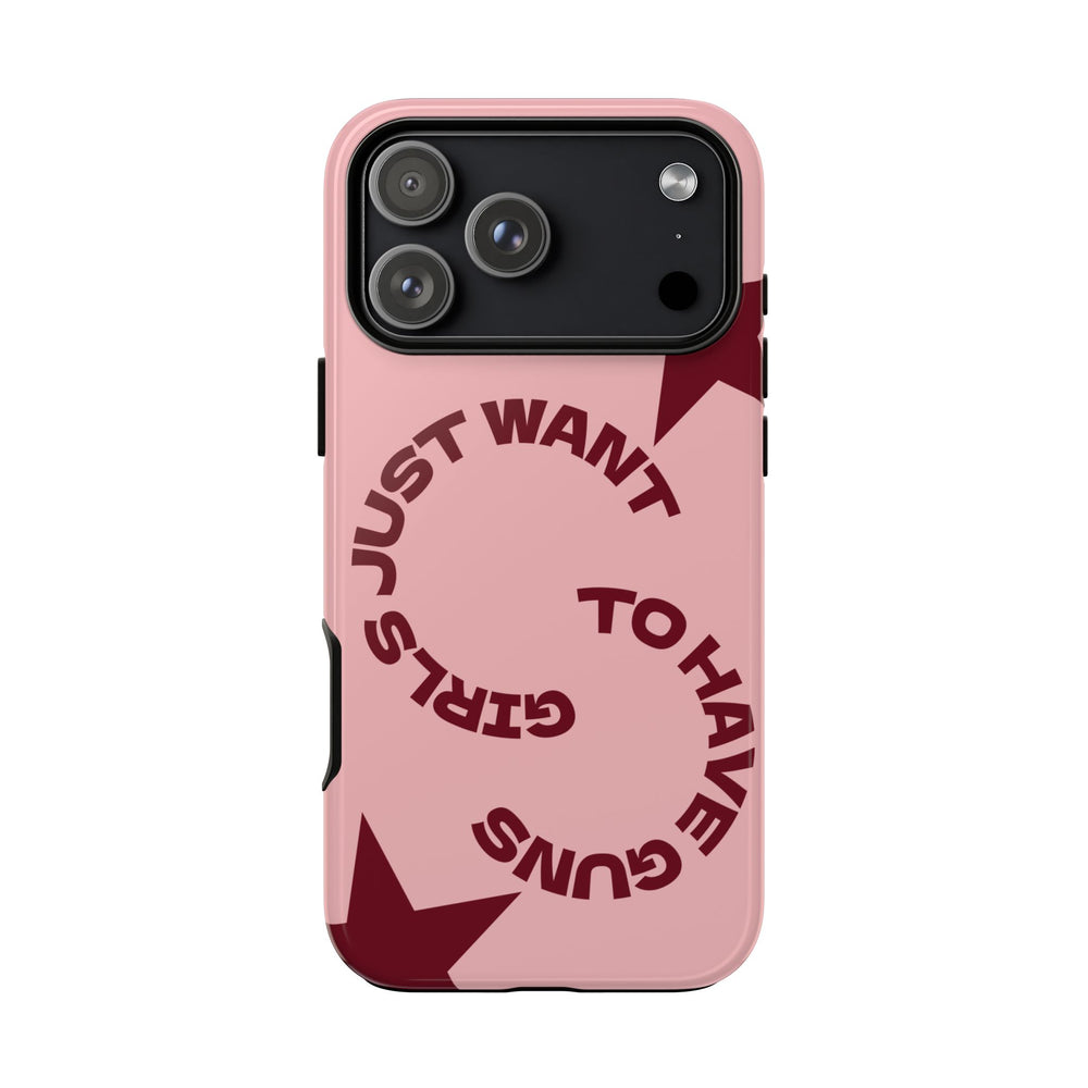 Pink & Burgundy Stars 'Girls Just Want To Have Guns' Case
