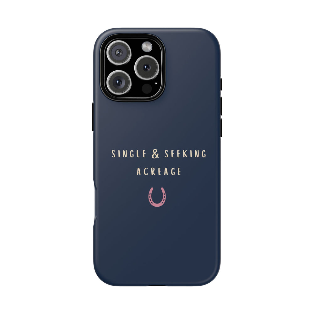 Navy & Pink 'Single & Seeking Acreage' Case