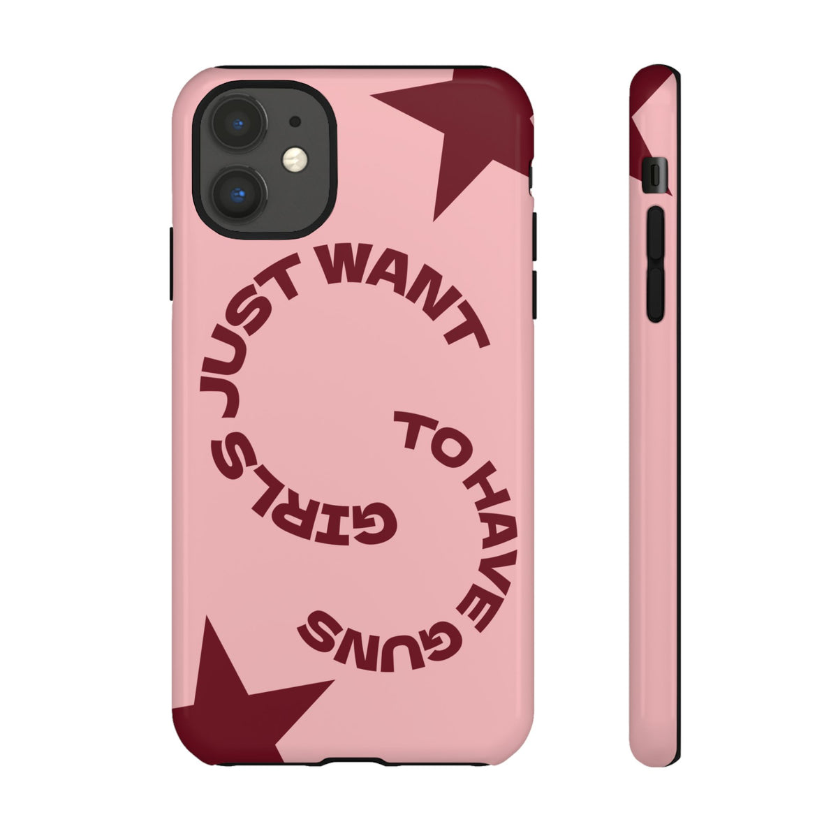 Pink & Burgundy Stars 'Girls Just Want To Have Guns' Case