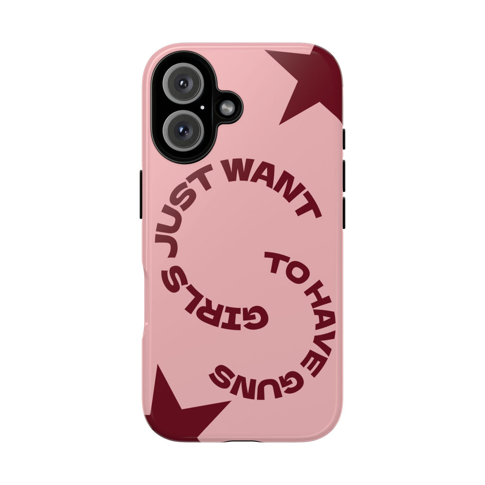 Pink & Burgundy Stars 'Girls Just Want To Have Guns' Case