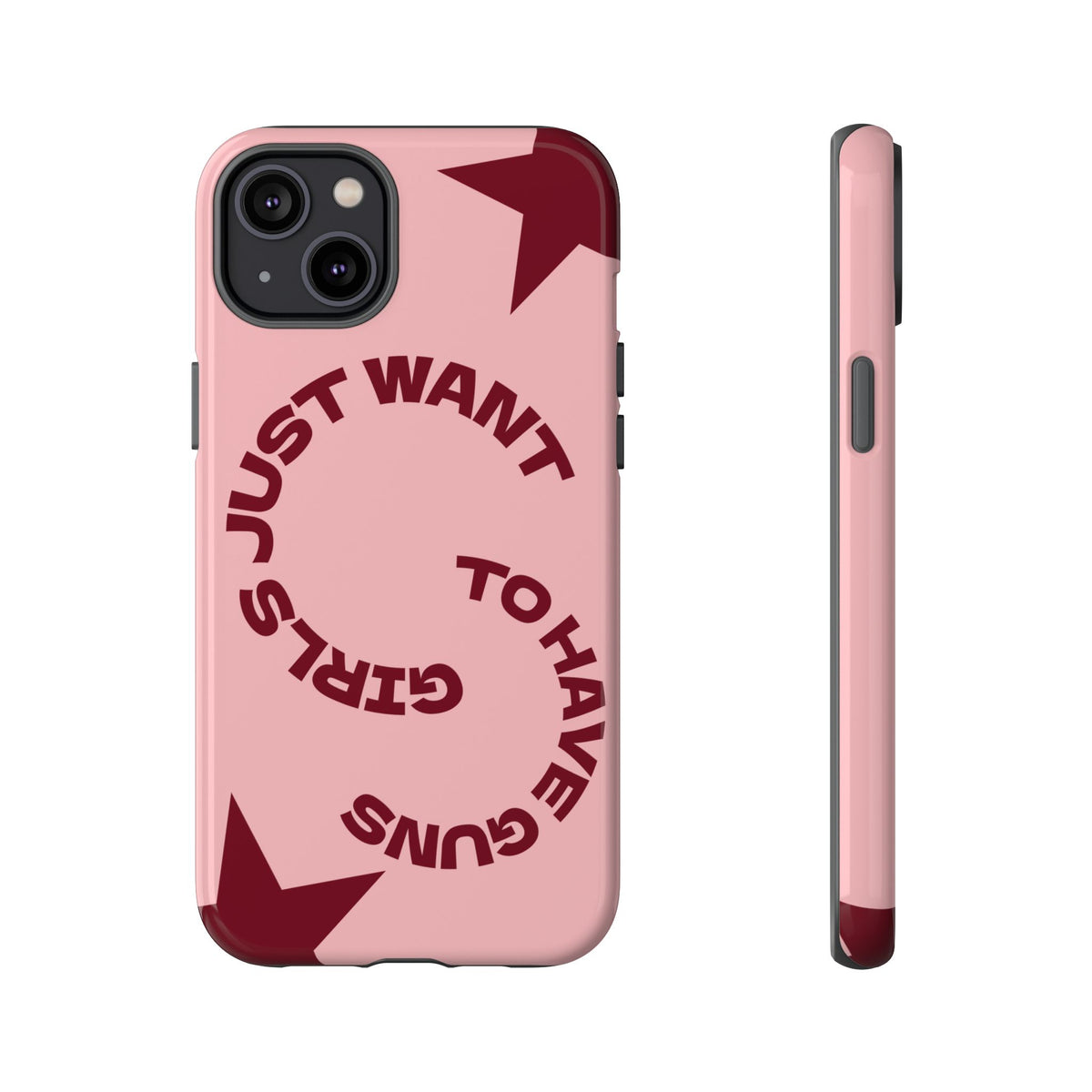 Pink & Burgundy Stars 'Girls Just Want To Have Guns' Case