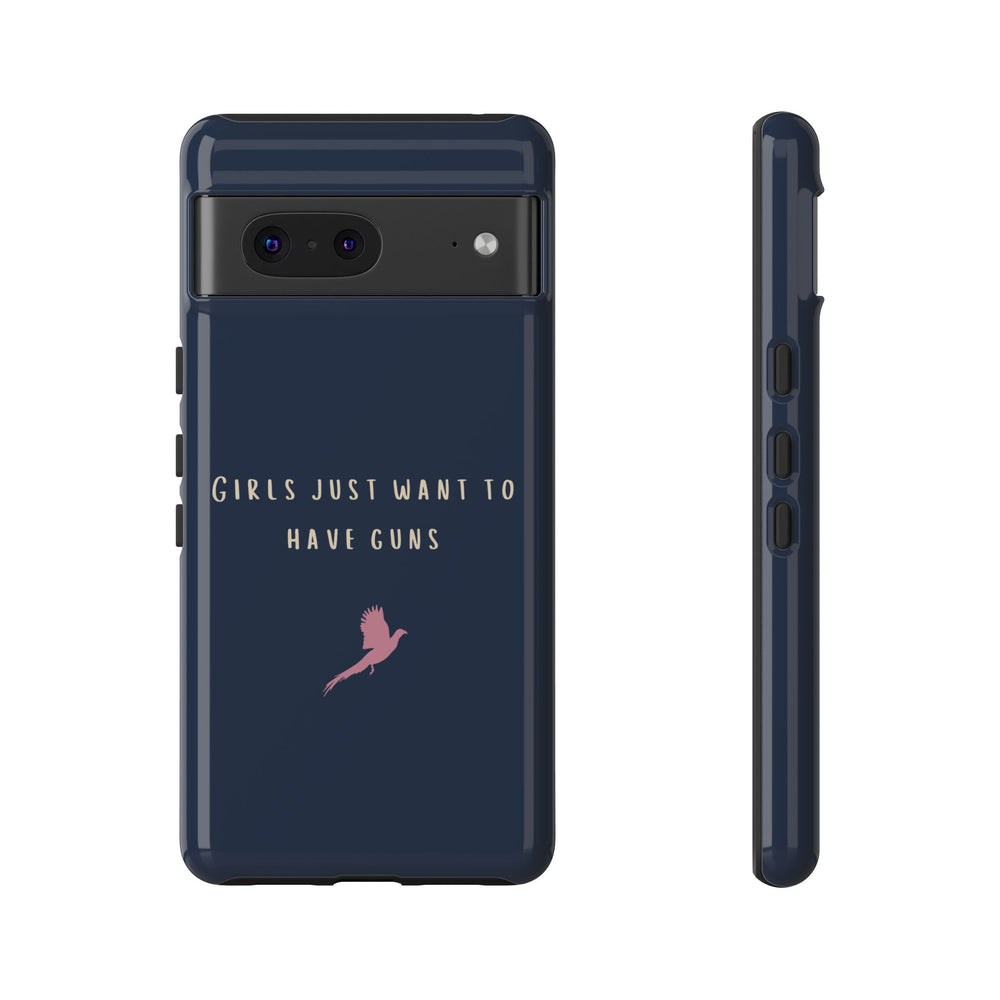 Navy & Pink 'Girls Just Want To Have Guns' Case (Pheasant)