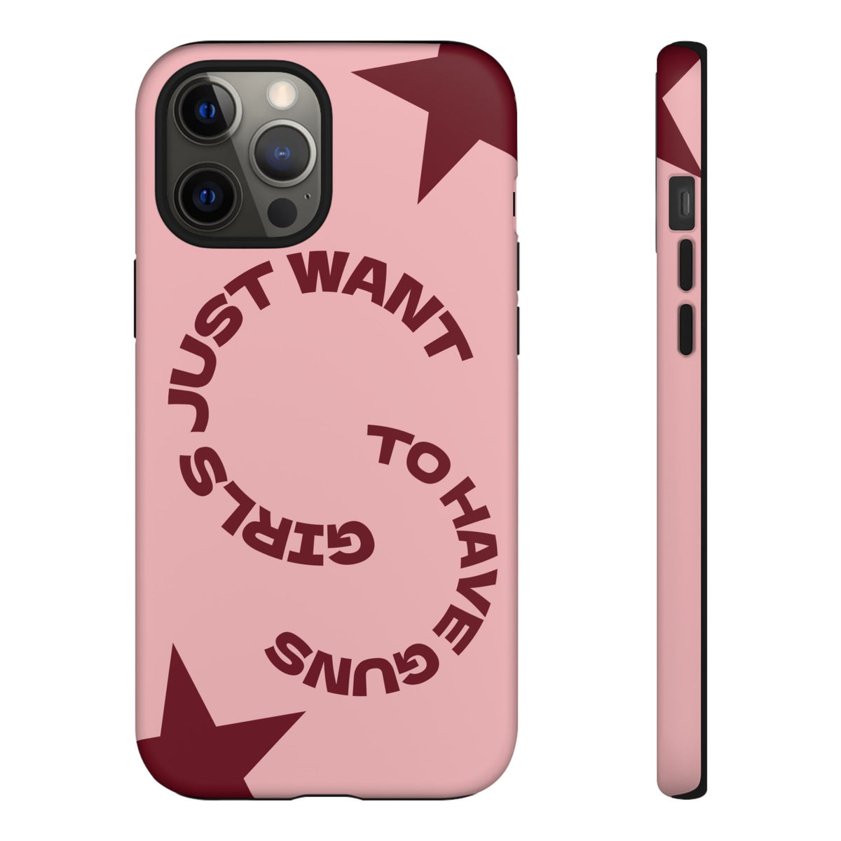 Pink & Burgundy Stars 'Girls Just Want To Have Guns' Case