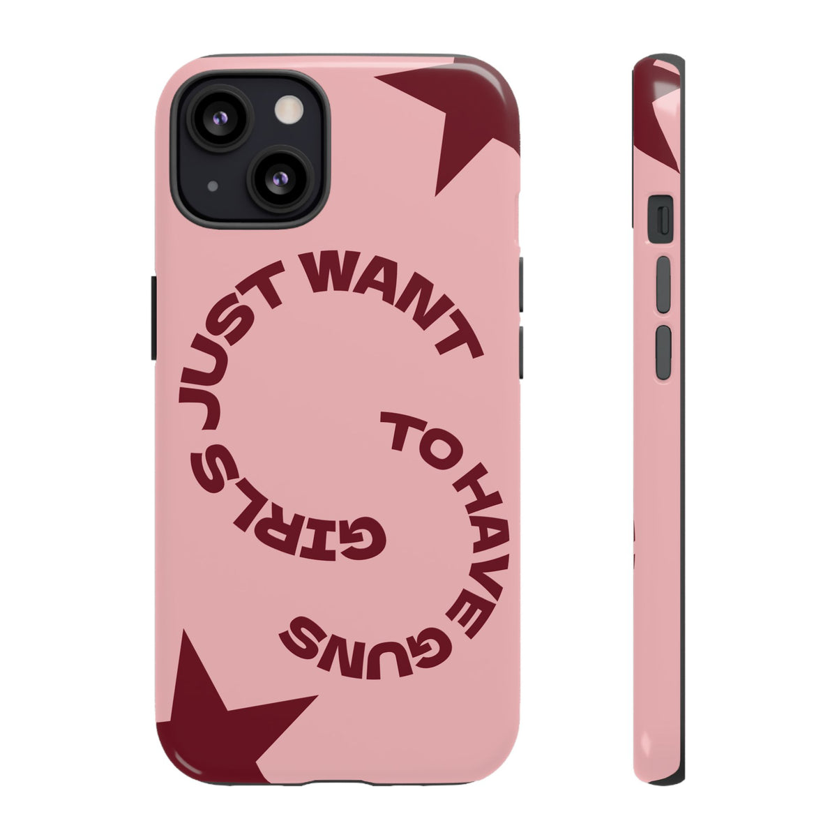 Pink & Burgundy Stars 'Girls Just Want To Have Guns' Case