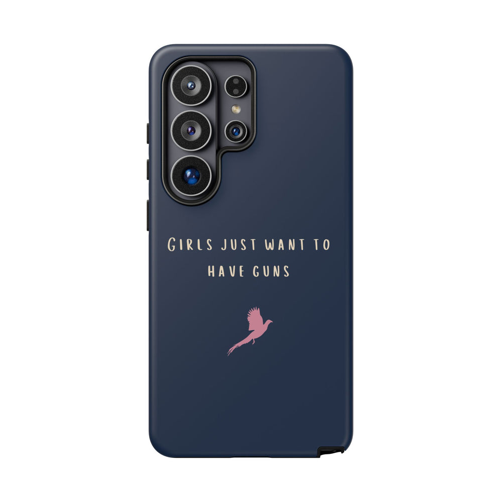 Navy & Pink 'Girls Just Want To Have Guns' Case (Pheasant)
