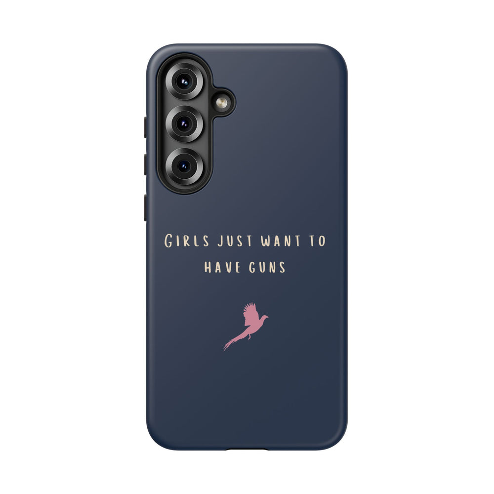 Navy & Pink 'Girls Just Want To Have Guns' Case (Pheasant)