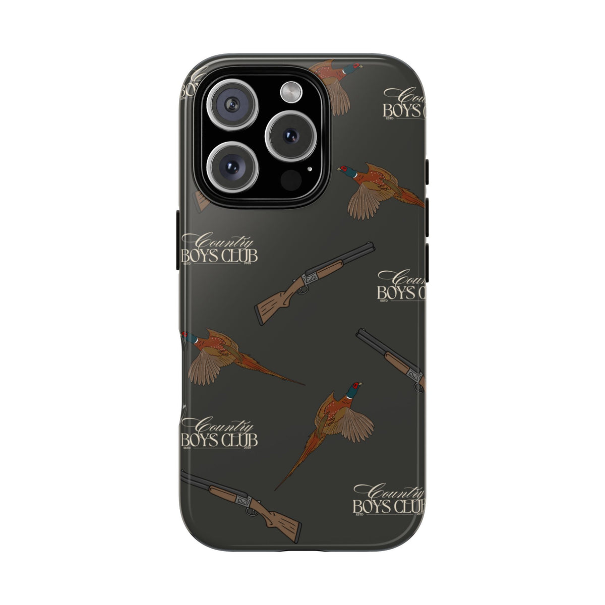 Charcoal 'Boys Pheasants & Shotguns' Case  | CBC x Country Cases