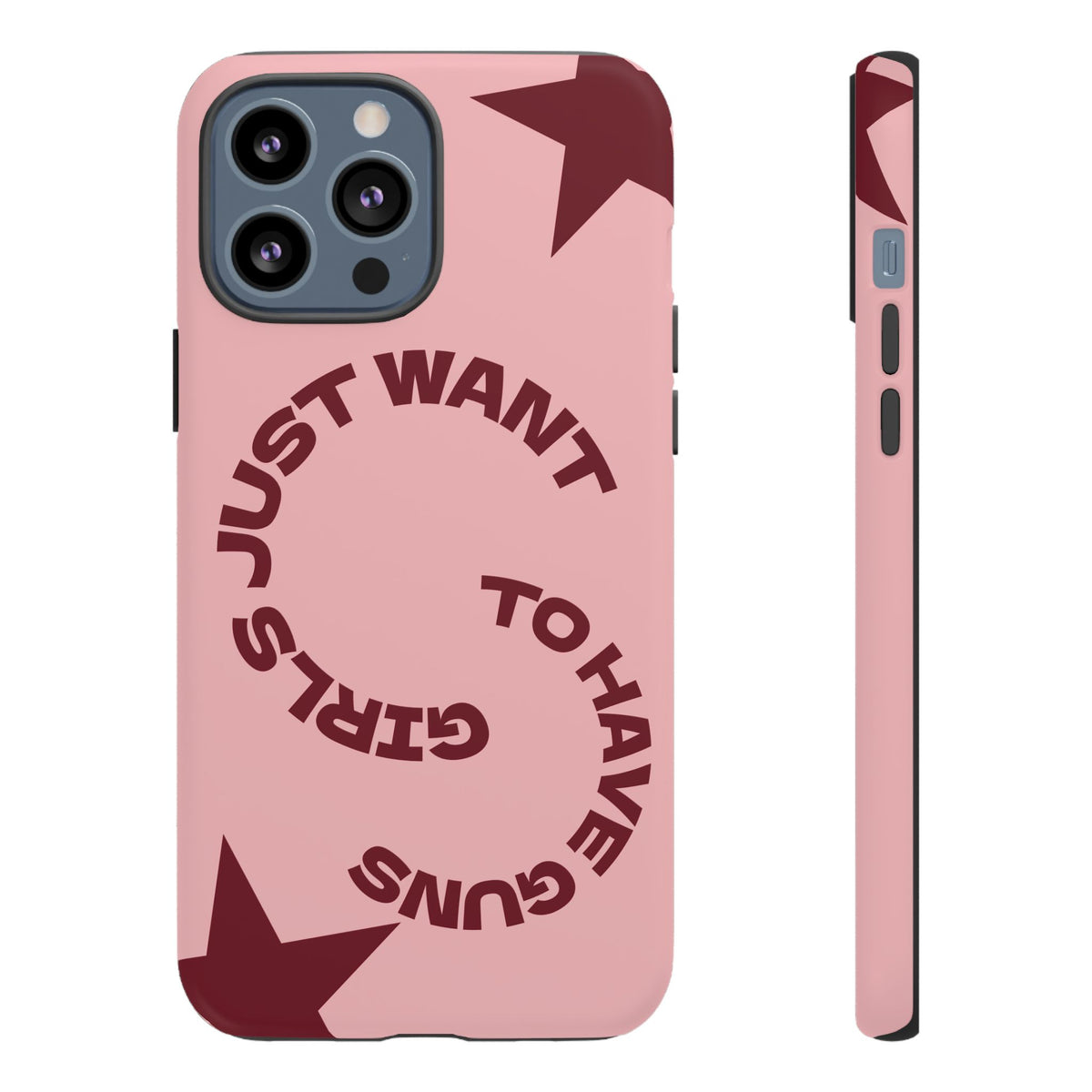 Pink & Burgundy Stars 'Girls Just Want To Have Guns' Case