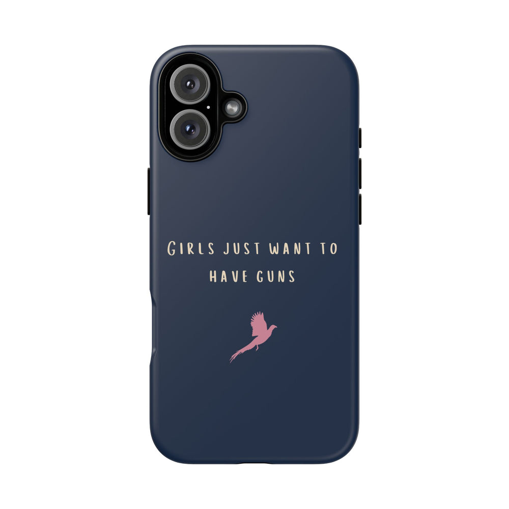 Navy & Pink 'Girls Just Want To Have Guns' Case (Pheasant)