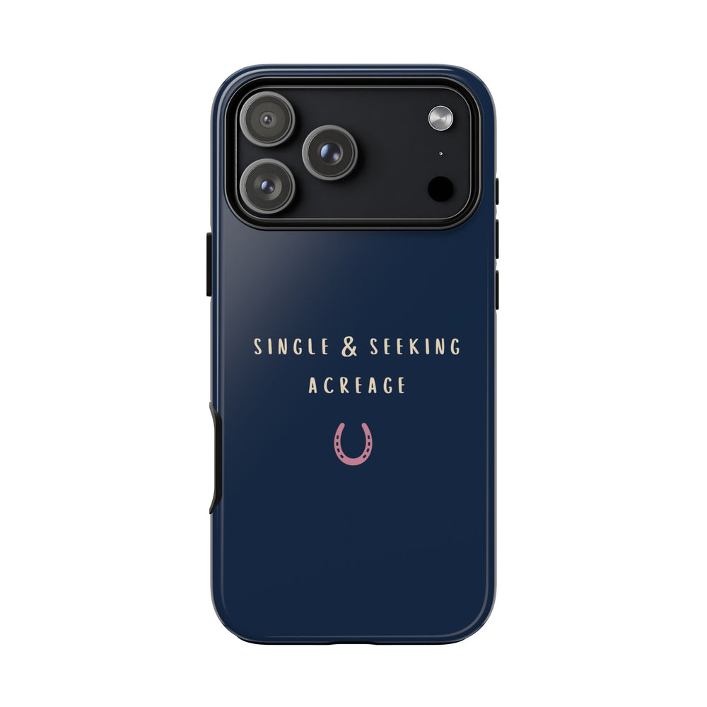 Navy & Pink 'Single & Seeking Acreage' Case