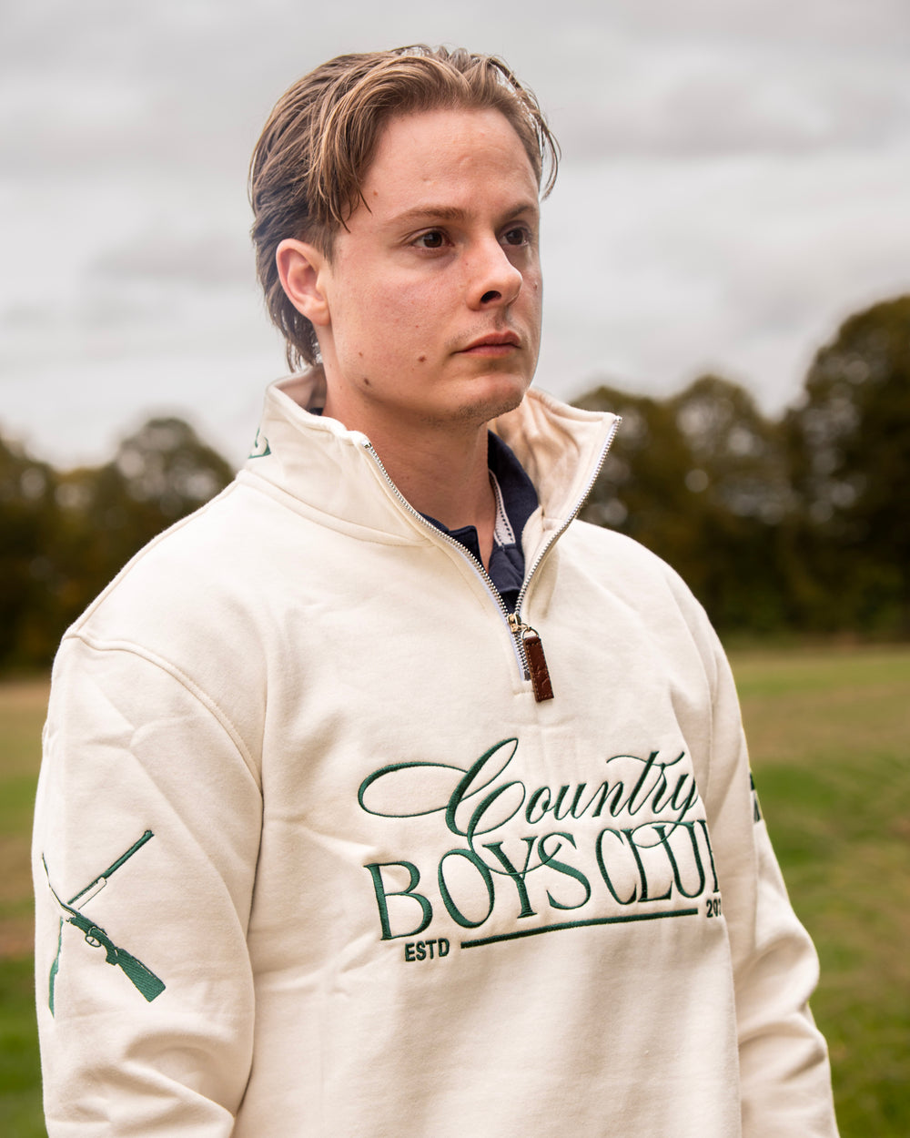 PRE-ORDER Country Boys Club Quarter Zip - Cream | CGC x Herd & Healy