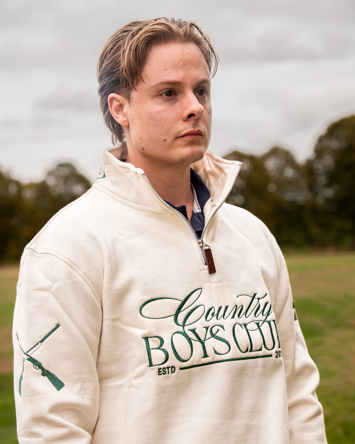 PRE-ORDER Country Boys Club Quarter Zip - Cream | CGC x Herd & Healy