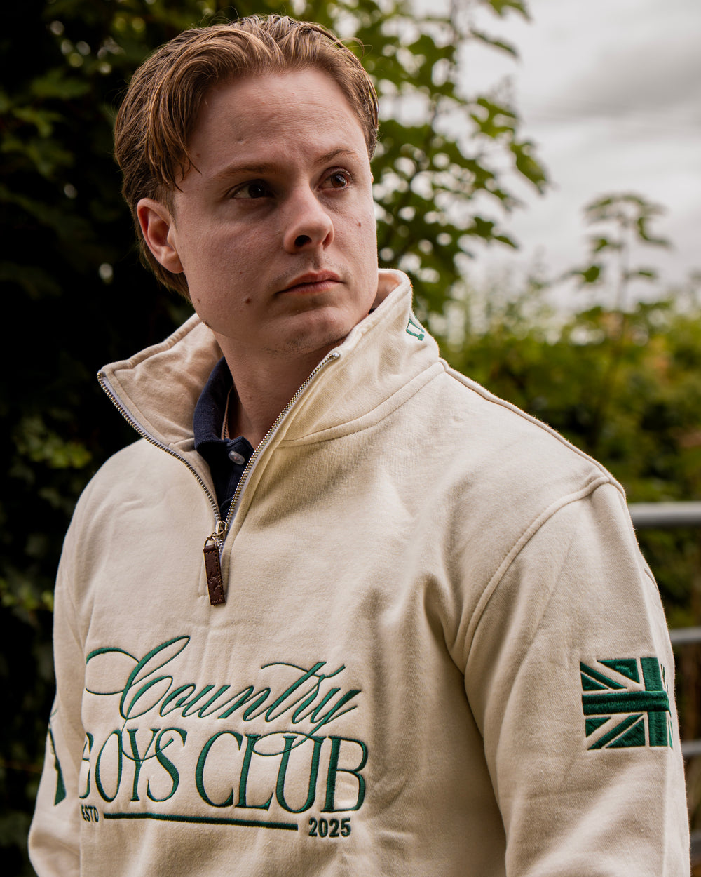 PRE-ORDER Country Boys Club Quarter Zip - Cream | CGC x Herd & Healy