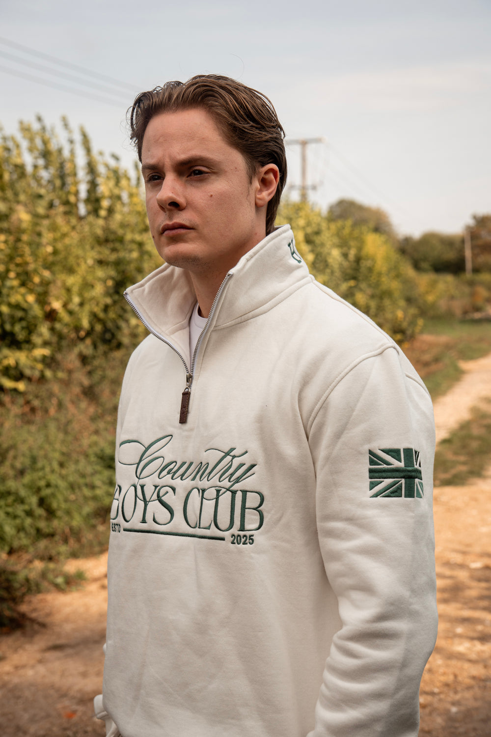 PRE-ORDER Country Boys Club Quarter Zip - Cream | CGC x Herd & Healy