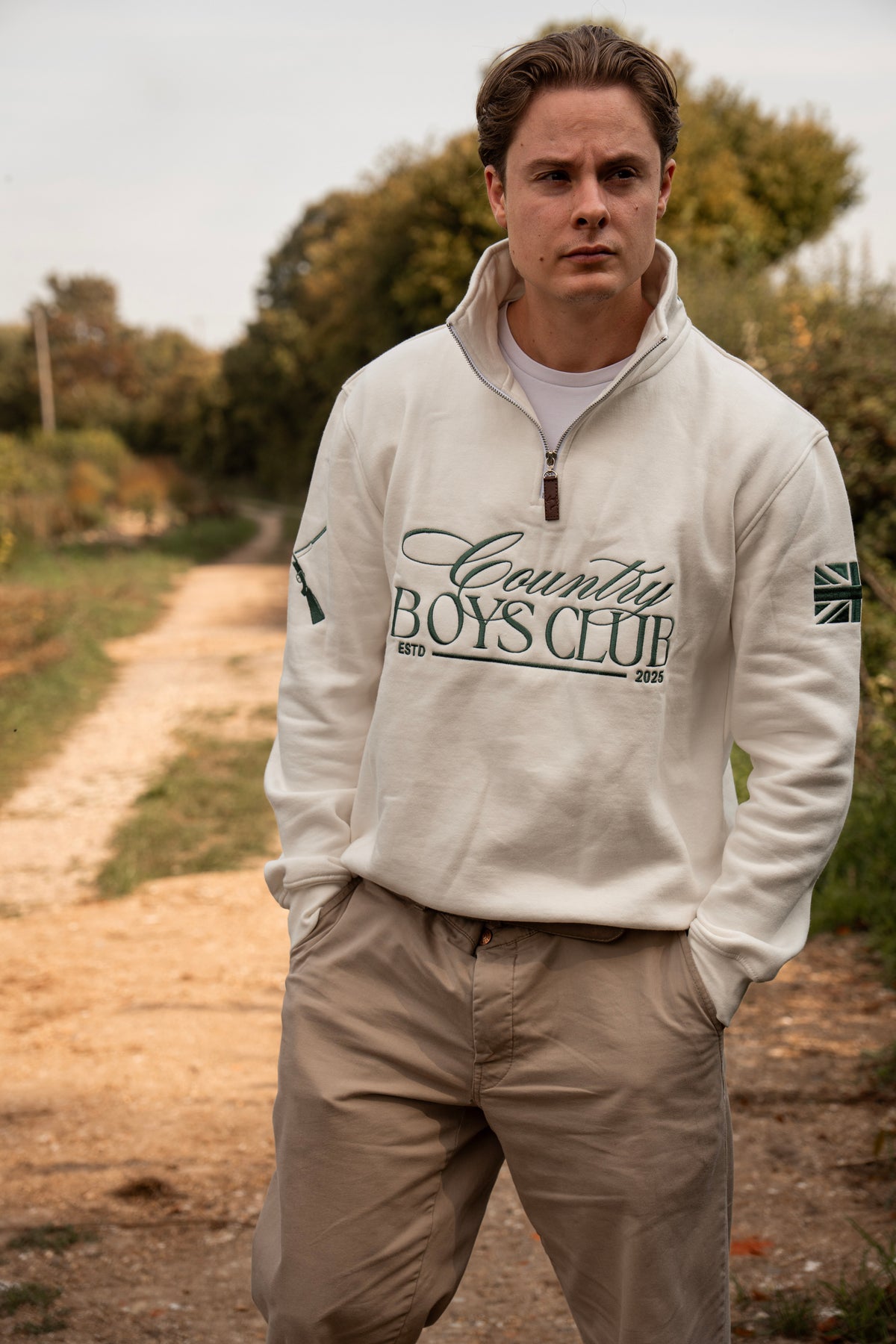 PRE-ORDER Country Boys Club Quarter Zip - Cream | CGC x Herd & Healy