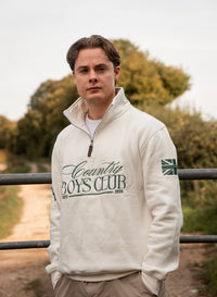 PRE-ORDER Country Boys Club Quarter Zip - Cream | CGC x Herd & Healy